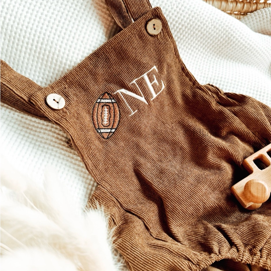 One Year Down Football Romper